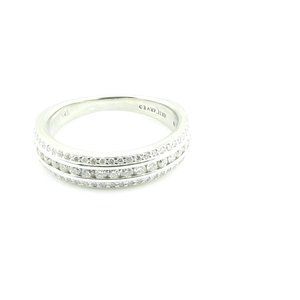 Vintage 14 Karat White Gold and Diamond Wedding Band Size 6.25 #5245